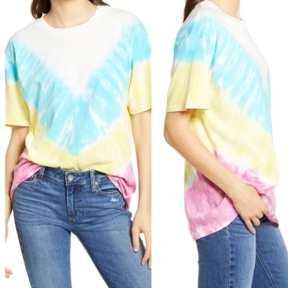 NWT Daydreamer Neon Carnival Weekend T-shirt tie dye pink blue yellow white